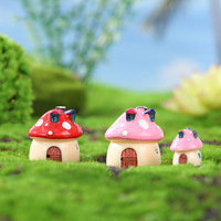 Penjualan Langsung Pabrik Figur Mini Rumah Jamur Kartun Kastil Kerajinan Resin Mini untuk Dekorasi Taman Rumah Bonsai Meja
