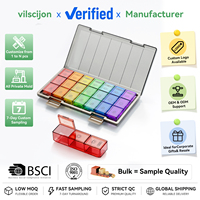 Organisateur de pilules hebdomadaire premium 7 jours, 28/21 compartiments, en silicone arc-en-ciel et PP, portable, détachable, distributeur de médicaments transparent, personnalisable