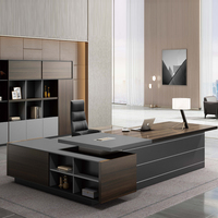 Bureau de direction en forme de L moderne haut de gamme, ensemble de table de bureau en bois durable, professionnel, pour PDG, commercial, avec tiroir pour dossiers