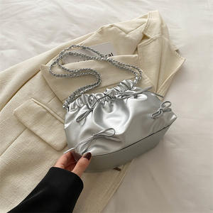 Ins mode haute qualité en cuir PU chaîne sac à bandoulière sangle unique nouveau nœud Design grande capacité fourre-tout décontracté bandoulière seau - Product Image 3
