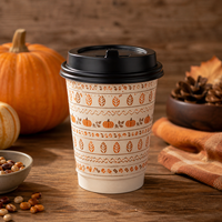 Gobelet à double paroi Jack O Lantern personnalisé, imprimé, saveur pomme caramel, en kraft, isolé, jetable, 12 oz, fournisseur en gros