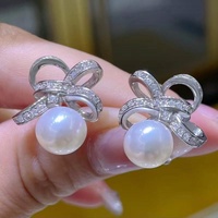 Boucles d'oreilles clous en perle unique de grande taille, serties en argent et or, pour femme, bijoux classiques en perle ronde pour le quotidien