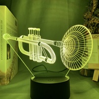 Lampe de table LED en acrylique à illusion 3D d'instrument de musique, changeant de couleur, pour chambre à coucher, cadeau pour les fans de musique
