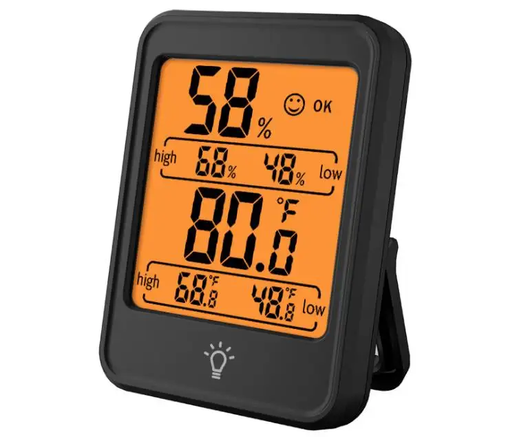 מדחום מדדי לחות טמפרטורת לחות אלחוטי דיגיטלי ביתי זמן תצוגה