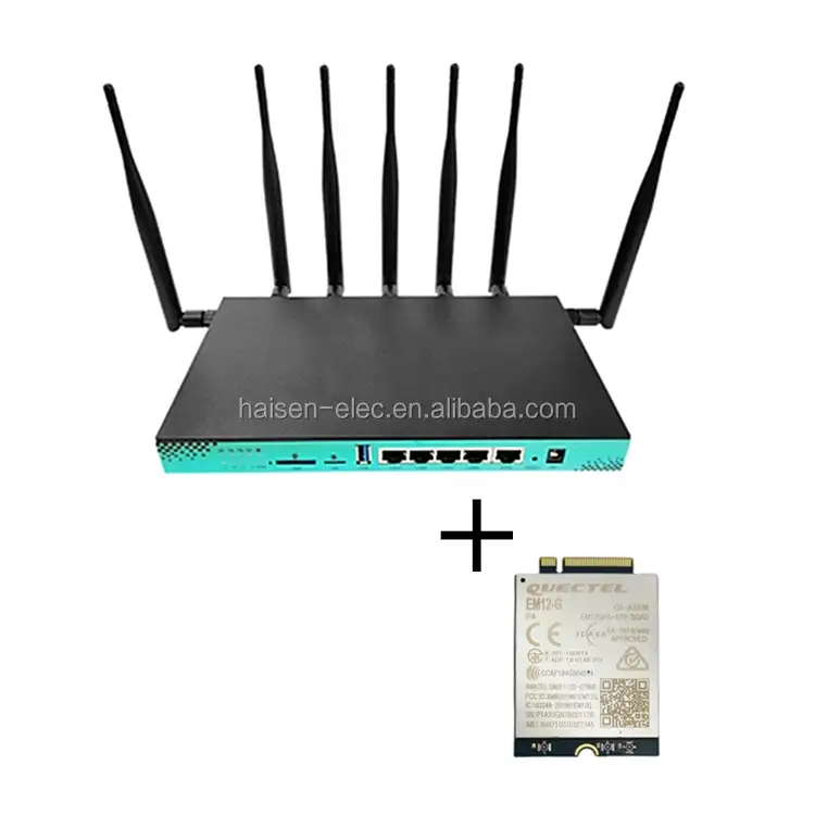 Haisen Routers WG1608 5G Modem Gigabit Poort Wifi M.2 Slot Wifi Draadloze Router En EM12-G CAT12/16/20 Module