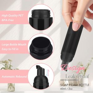Black 100ml 150ml <b>200ml</b> Gold Silver Top Foaming Cleanser 60ml PET Plastic Recyclable Screen Printed Cap with Brush Pump <b>Bottle</b> - Product Image 3