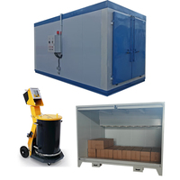 Ligne de revêtement en poudre automatique complète contrôlée par PLC, cabine de pulvérisation monoposte + pistolet à poudre électrostatique + four de cuisson pour