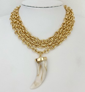 여성을 위한 새로운 금도금 체인 목걸이 펜던트 달 이빨 두꺼운 스티칭 쇄골 장식 패션 목걸이 메탈 기하학 - Product Image 5