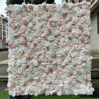 Panneaux muraux de fleurs artificielles en soie 3D personnalisés, enroulables sur base en tissu, pour la décoration de mariages, de fêtes et d'événements