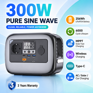 Station d'alimentation portable 300W, batterie 256Wh, générateur solaire à onde sinusoïdale pure MPPT pour le camping, les activités de plein air et les situations d'urgence - Product Image 2