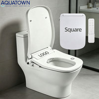 Siège de toilette intelligent avec bidet intégré, lavage automatique, télécommande, ultra-plat, carré, chauffage instantané, réglage de la température de l'eau, design moderne