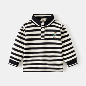 Polos à <span class=keywords><strong>manches</strong></span> <span class=keywords><strong>longues</strong></span> à la mode pour enfants garçons bébé revers hauts pour le printemps automne petits t-shirts en gros de taille moyenne - Product Image 2