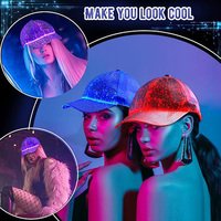 Cappello LED a 7 Colori Cangianti con Fibra Ottica, Cappellino da Baseball Luminoso per Danza, Corsa Notturna, Hip-hop, Cappello Lampeggiante per Feste e Festival
