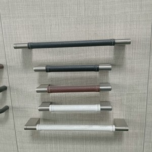 Stainless Steel Leather Cabinet Handles Bar Shape Modern Design Durable Furniture Handle For Cabinet <b>Doors</b> - Product Image 2