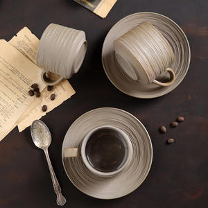 <span class=keywords><strong>Supporto</strong></span> MSH Logo americano in gres americano fatto a mano retrò ceramica arabica ceramica tazza da <span class=keywords><strong>caffè</strong></span> e piattino - Product Image 5