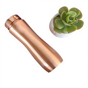<b>Brushed</b> Finish Copper Large Capacity Eco-Friendly Water <b>Bottle</b> Smooth Curved Design Leakproof Handcrafted Reusable Ayurvedic - Product Image 6