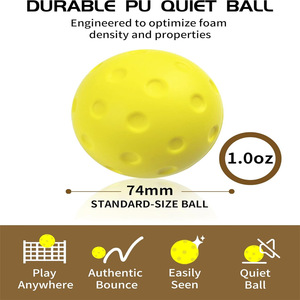 Pelota de ejercicio de 74 mm con 40 agujeros, amarilla, portátil, con bolsa de red, paquete de 12, para entrenamiento y alivio del estrés - Product Image 4