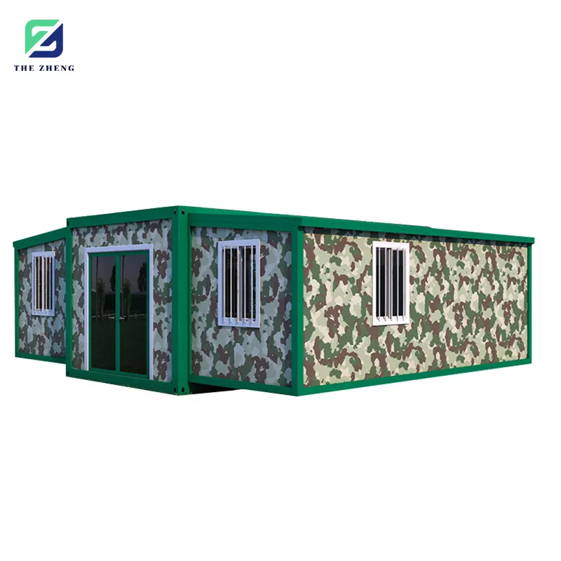 Woodgrain 20ft 40ft an ninh Cấu trúc thép mở rộng container sống nhà tiền chế biệt thự sang trọng 3 phòng ngủ