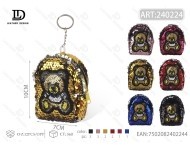 Portamonete con paillettes a forma di orso, 5 pollici, chiusura con cerniera, accessorio per zaino, unisex, mini formato - Product Image 1