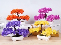 Tanaman Simulasi Pinus Pot Plastik Bunga Palsu Dekorasi Meja Ruang Tamu Mini Bonsai Hijau Ornamen
