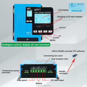 12/24V <span class=keywords><strong>65A</strong></span> Reconhecimento Automático <span class=keywords><strong>MPPT</strong></span> Controlador de Carga <span class=keywords><strong>Solar</strong></span> 60A 48V Auto-Refrigeração para Uso Europeu RV - Product Image 4