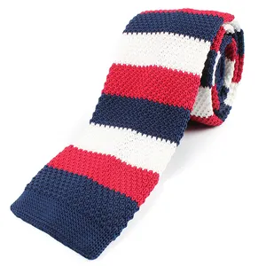 条纹彩色图案真丝针织领带时尚紧身修身针织高品质100% 真丝男士领带