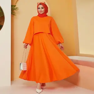 定制穆斯林长袖连衣裙头巾服装套装伊斯兰时尚女性宽松祈祷2件套