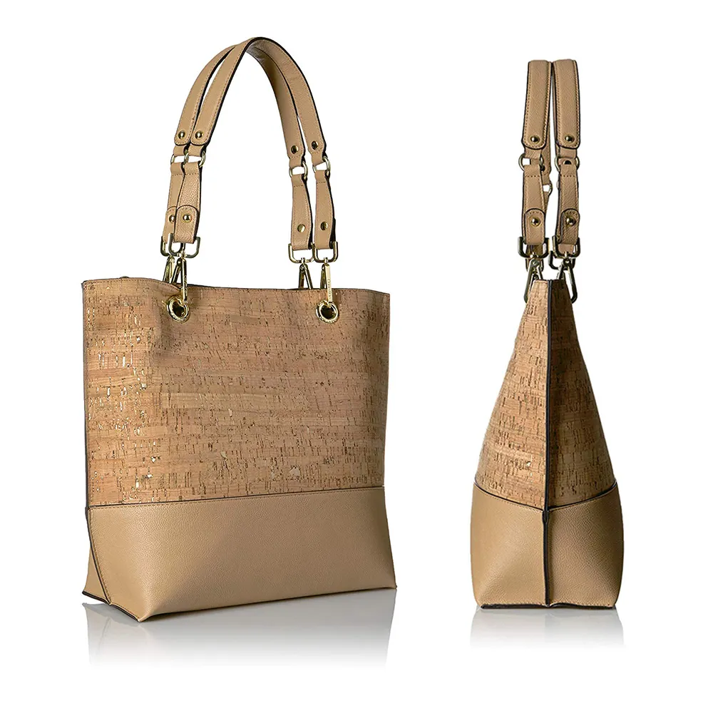 Yeni tasarım moda doğal şeyler tasarım tote çanta doğa mantar özel PU çanta kadınlar için