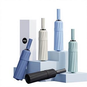 24 Bone Black Plastic Folding Sun Umbrella Dual-Purpose Automatic Sunshade Business Wholesale Printing Logo Sunscreen UV - Product Image 1