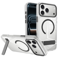 Funda Magnética Transparente para Teléfono con Soporte Oculto, Lente Metálica Antiamarilla, Protección Antigolpes para iPhone 18 Pro Max 17