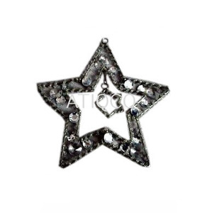 Iron Metal Wire & Glass Beads <b>Star</b> X-mas <b>Hanging</b> Red Colour Christmas Tree Decorations Christmas Stocking Christmas Ribbon - Product Image 3