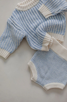 Ensemble tricoté en coton personnalisé pour nouveau-nés unisexe simple pour bébé gros pull en tricot barboteuse à bulles décontracté hiver Onesie tricots
