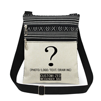 Tas Selempang Kanvas Premium Custom dengan Cetakan Cakar Kucing, Kantong Messenger Resleting Ganda untuk Wanita Grosir