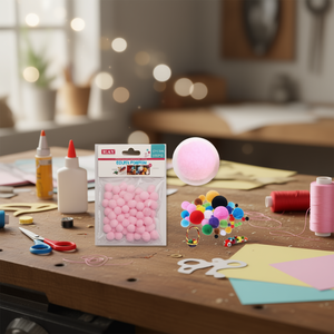 Pallina di pon pon Ilan da 1,5 cm rosa per decorazioni artigianali e progetti fai da te - Product Image 3