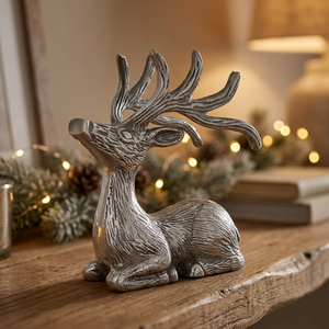 Silver Deer Figurine Handmade Metal Animal Sculpture Tabletop Decor <b>Christmas</b> Ornament Living Room Decoration - Product Image 2