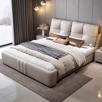 Lit Queen Size de Luxe Léger 1,8 m en Cuir Multifonctionnel avec Tables de Chevet – Prix Usine, Haute Qualité