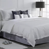 Draps de lit en lin de haute qualité en gros, 100% coton, 200TC, style moderne, écologiques, ensemble de housse de couette, style hôtel italien, taie d'oreiller