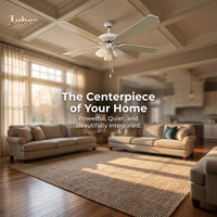 Ventilador de Techo de Diseño Moderno y Estilo Clásico, 4 Aspas, Motor AC, Cadena de Arrastre, Lámpara Decorativa para el Hogar