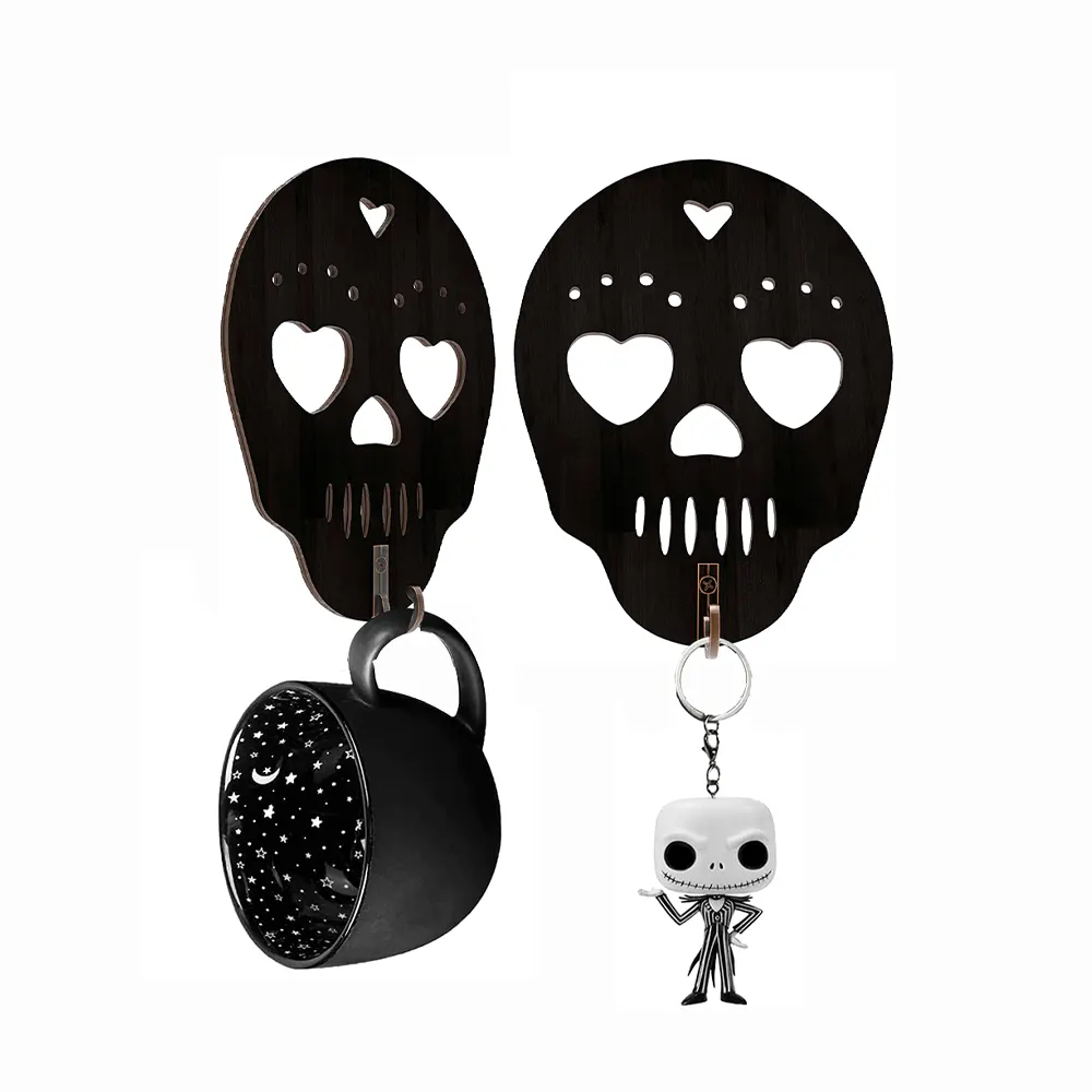 Gothic Home Decor Black Wood Key Hanger Wood Wall Key Hooks Cute Key Holder for Halloween