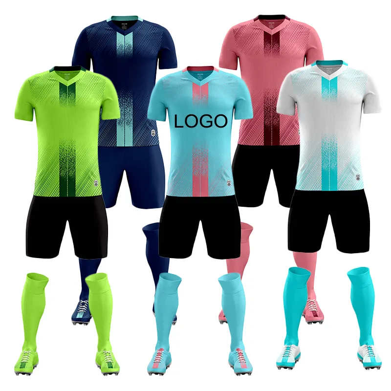 Оптовая продажа, дешевые Клубные команды, новейший дизайн, молодежная сублимированная неоновая зеленая Футбольная форма, комплект футбольной одежды на заказ