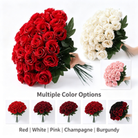 Tige de rose artificielle en tissu de soie rouge pour arrangement de vase, décoration de maison, salon, table à manger, scène de mariage et fête