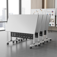 Table de bureau pliante moderne et durable avec cadre en bois, minimaliste et mobile, avec roulettes