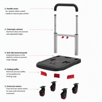 Chariot à plateforme en aluminium à quatre roues pliable, capacité de charge de 137 kg, chariot de transport pour entrepôt, chariot à palettes