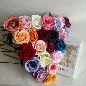 Un gros rouge faux velours <span class=keywords><strong>Rose</strong></span> maison mariage décor Blush poussiéreux <span class=keywords><strong>rose</strong></span> Faux blanc noir bleu violet artificielle <span class=keywords><strong>Rose</strong></span> fleur en vrac - Product Image 1