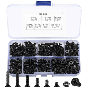 <b>M4</b> Flathead Machine Screws And Nuts 270Pcs Black Countersunk Phillips Head <b>Bolts</b> Hex Nuts For Metal Furniture - Product Image 1