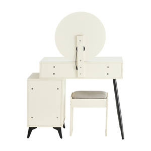 Ensemble moderne de coiffeuse éclairée par LED avec tabourets en MDF <span class=keywords><strong>Commode</strong></span> de chambre à coucher avec table d'appoint mobile pour la maison ou l'hôtel - Product Image 4