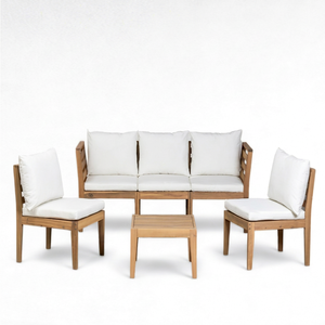 Modern Comfortable Teak Wood Eco-friendly Garden Sofa Set Square Coffee Table Armrests Removable Cushions for Outdoor Courtyard - Product Image 1