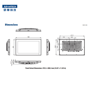 PC industriel sans ventilateur Advantech PPC-318W ADL-N 18,5 pouces, Intel N97, IP66, 12-24VDC, Windows/Linux, écran tactile industriel - Product Image 3