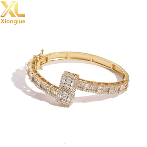 Hip Hop <b>Copper</b> Irregular Shape Zircon Geometric Gold Silver Adjustable Diamonds Jewelry <b>Bracelet</b> Men Women - Product Image 1