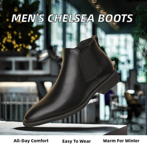 Italian Stylish Mens Chelsea <b>Boots</b> Slip on <b>Ankle</b> Shoes Soft Rubber Outsole Comfortable Dress Formal All Season - Product Image 2